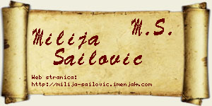 Milija Sailović vizit kartica